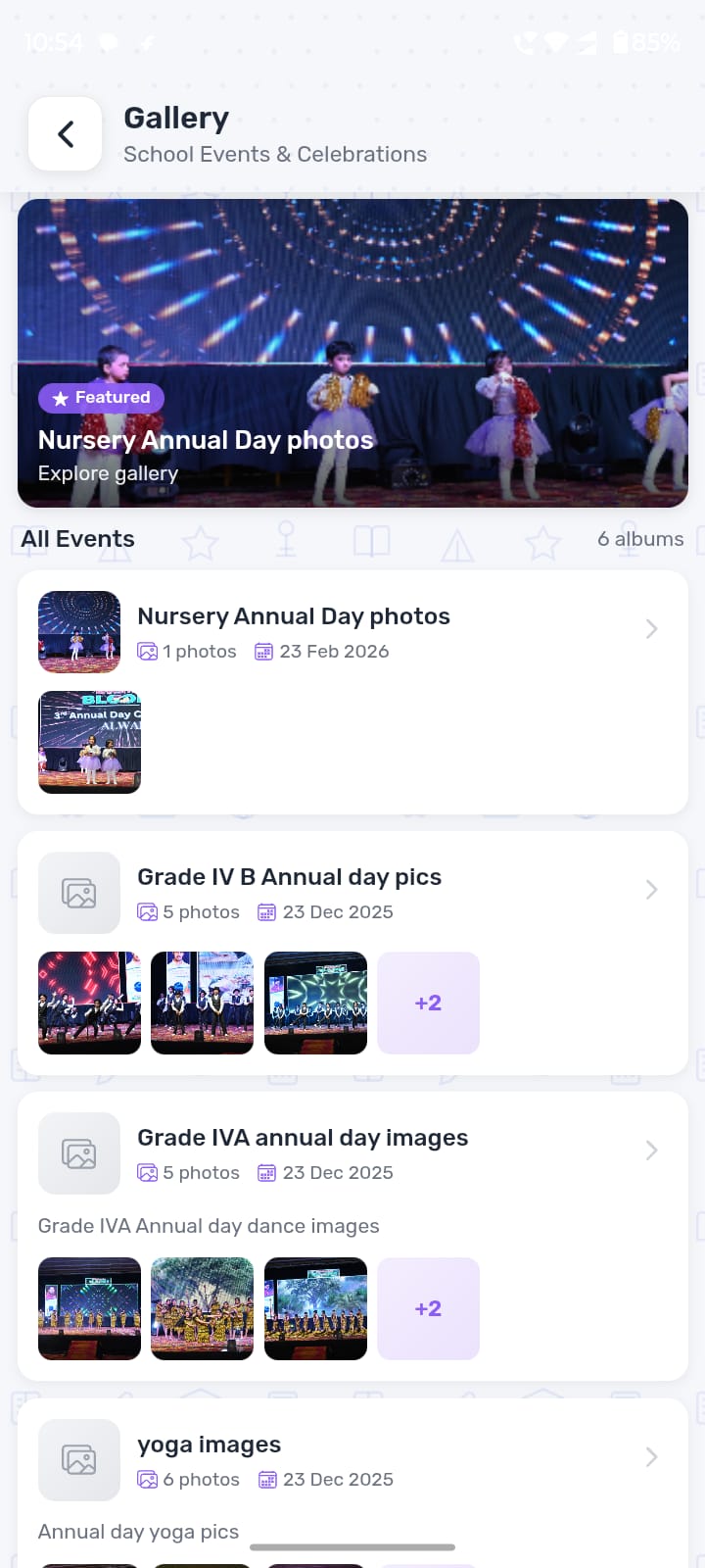 Parent communication app mobile view