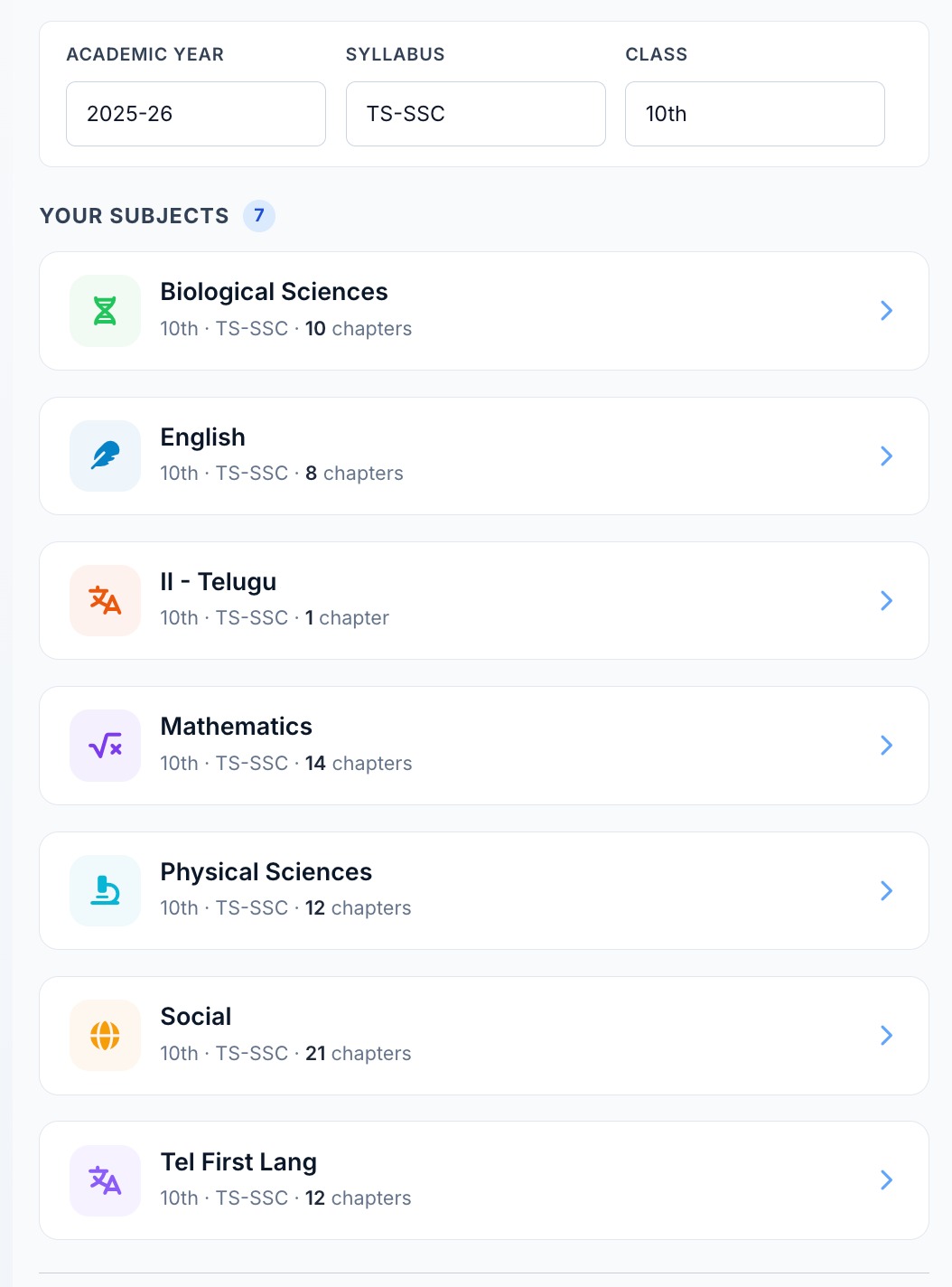 Mobile Library — generated lesson plans, worksheets, and decks grouped by class and subject